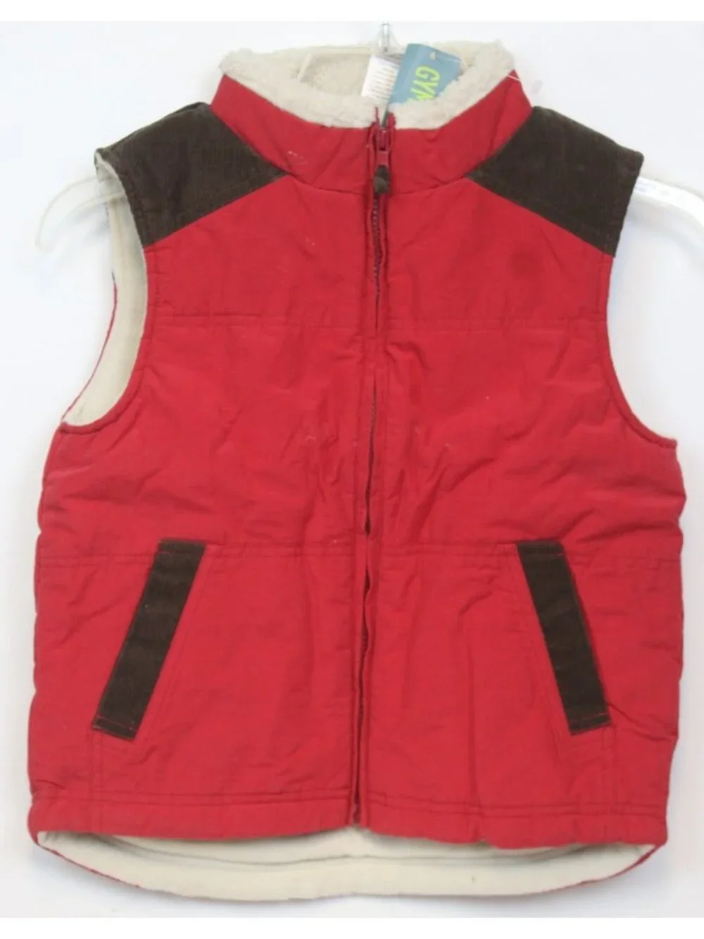 2007 Gymboree Alaskan Adventure Red Puffer Vest sz Small 5-6 Fleece Zip Crduroy
